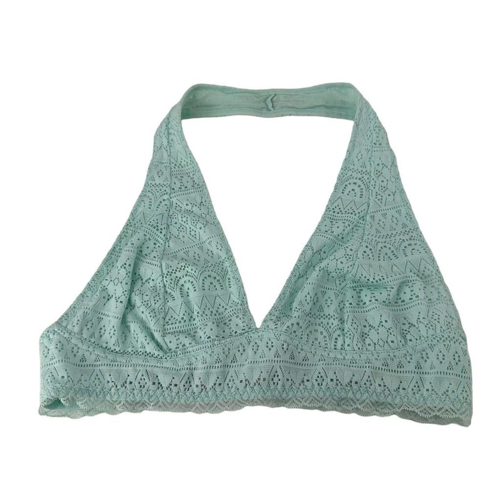 Lace Bralette Teal Green Halter Wireless Un-Padded Womens Size M Xhilaration Bra